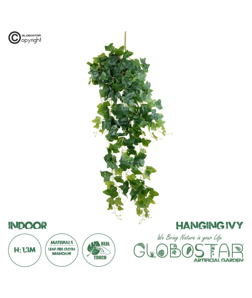 GloboStar® Artificial Garden IVY HANGING BRANCH 20251 Τεχνητό Διακοσμητικό Κρεμαστό Φυτό Κισσός Υ130cm
